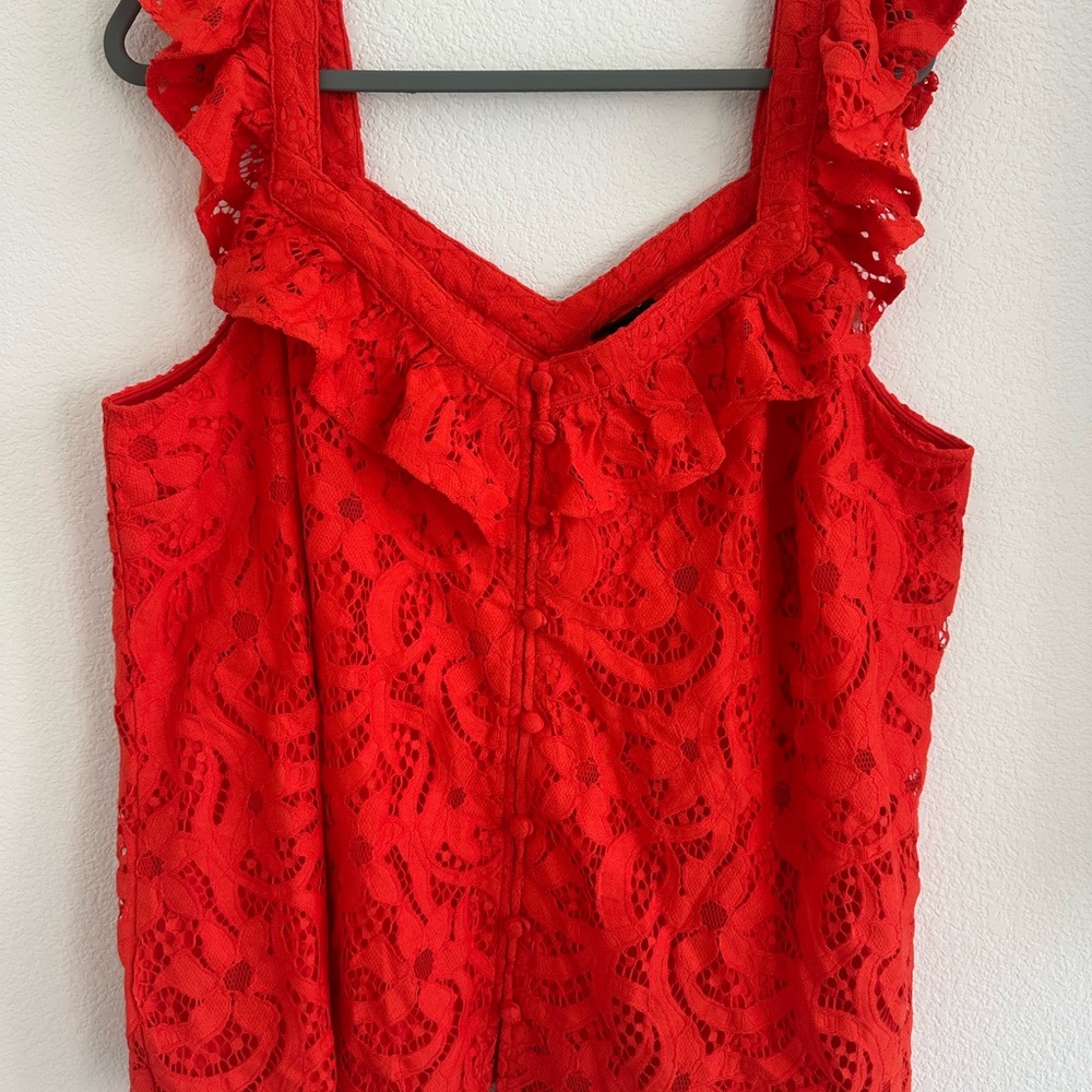 Torrid Vibrant Red Lace Tank Top